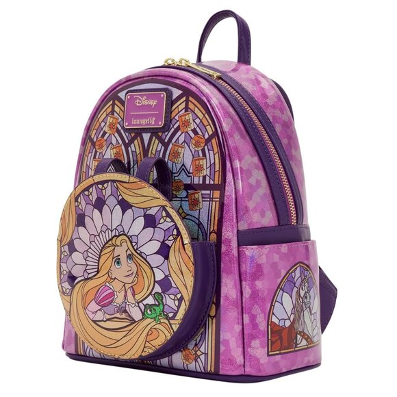 Loungefly Disney Stained Glass Rapunzel Tangled Backpack and Ears NWT - Picture 3 of 9